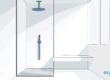 Douche italienne moderne dans une salle de bain lumineuse