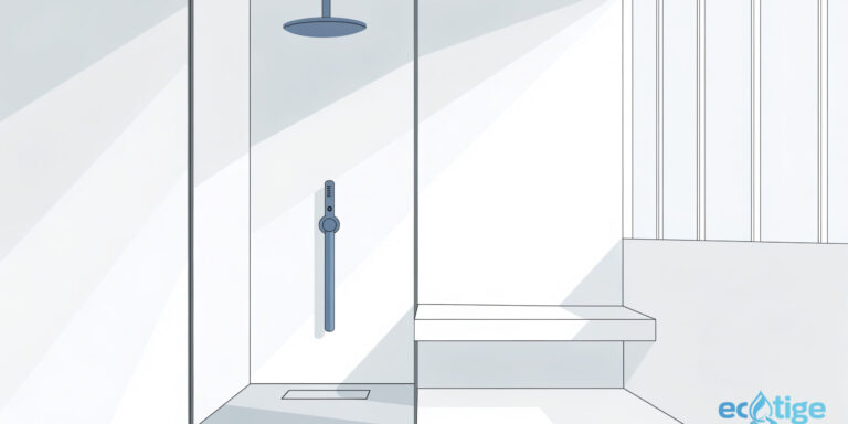 Douche italienne moderne dans une salle de bain lumineuse