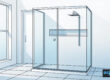 Paroi de douche moderne dans une salle de bain lumineuse