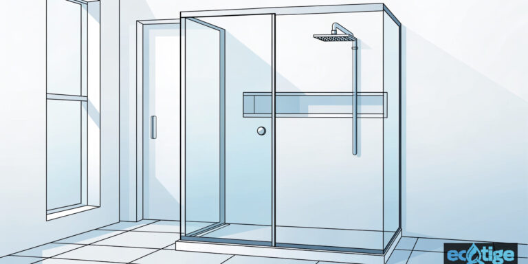 Paroi de douche moderne dans une salle de bain lumineuse