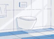 WC suspendu moderne dans une salle de bain lumineuse