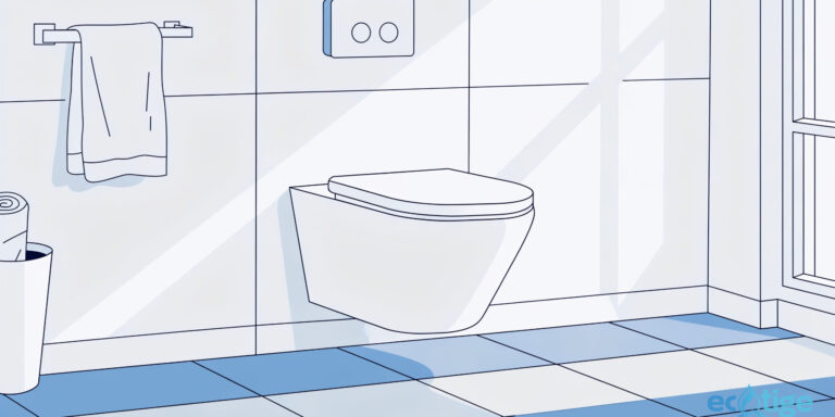 WC suspendu moderne dans une salle de bain lumineuse